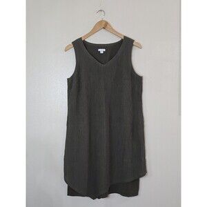 Pure J Jill Sleeveless Asymmetric Dress Crinkle Caper Green Petite M Lagenlook